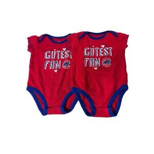 MLB Chicago Cubs Girls’ Size 18 month “Cutest Fan” Bodysuits Set of 2 for Twins!